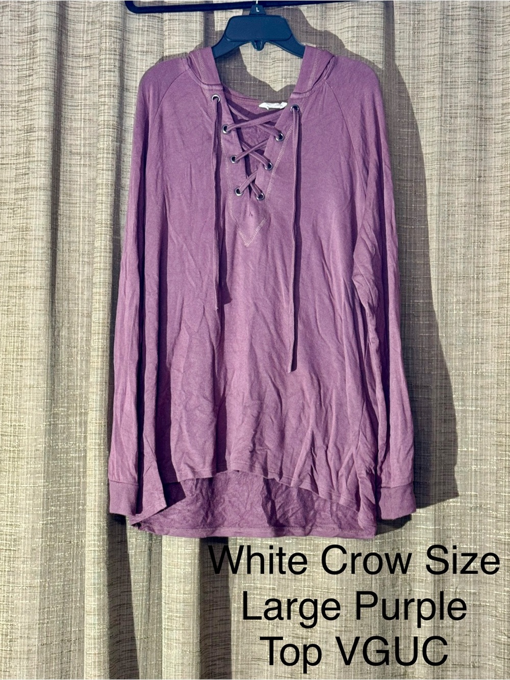 White Crow Lace-Up Hooded Tunic — Lavender Purple